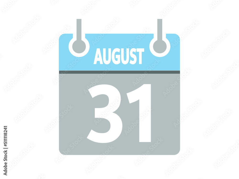 August 31. Vector flat daily calendar icon. Date, day, month and holiday for august. August 31. Vector flat daily calendar icon. Date, day, month and holiday for august.