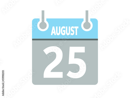 August 25. Vector flat daily calendar icon. Date, day, month and holiday for august. © BOROFOTOS