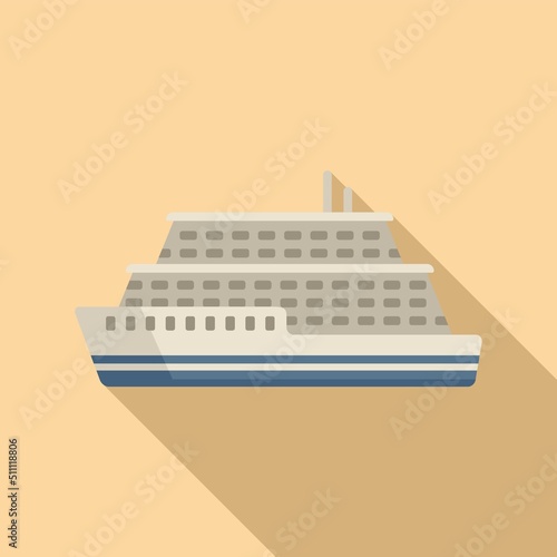 Cargo ferry icon flat vector. River ship