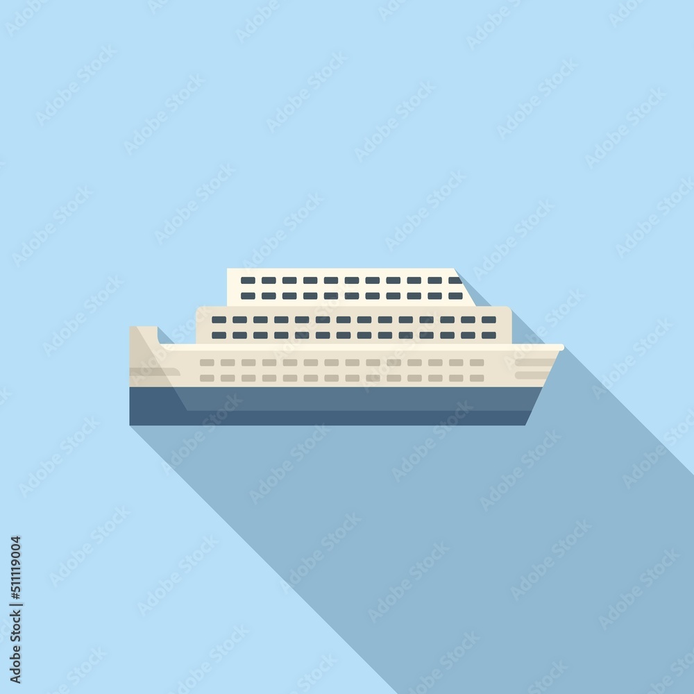 Ferry transport icon flat vector. River ship Ferry transport icon flat vector. River ship