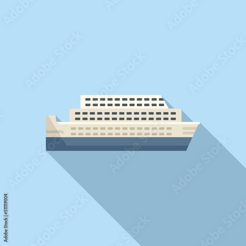 Ferry transport icon flat vector. River ship