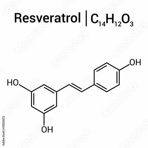 chemical structure of Resveratrol (C14H12O3)