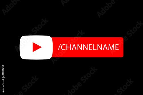 Youtube Channel Name Lower Third. Red Broadcast Banner for Video On Black Background. Vector Illustration