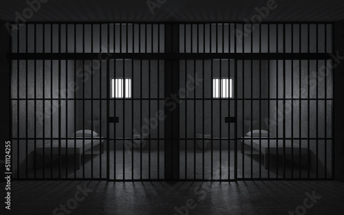 Prison cell with light from the window.3d rendering