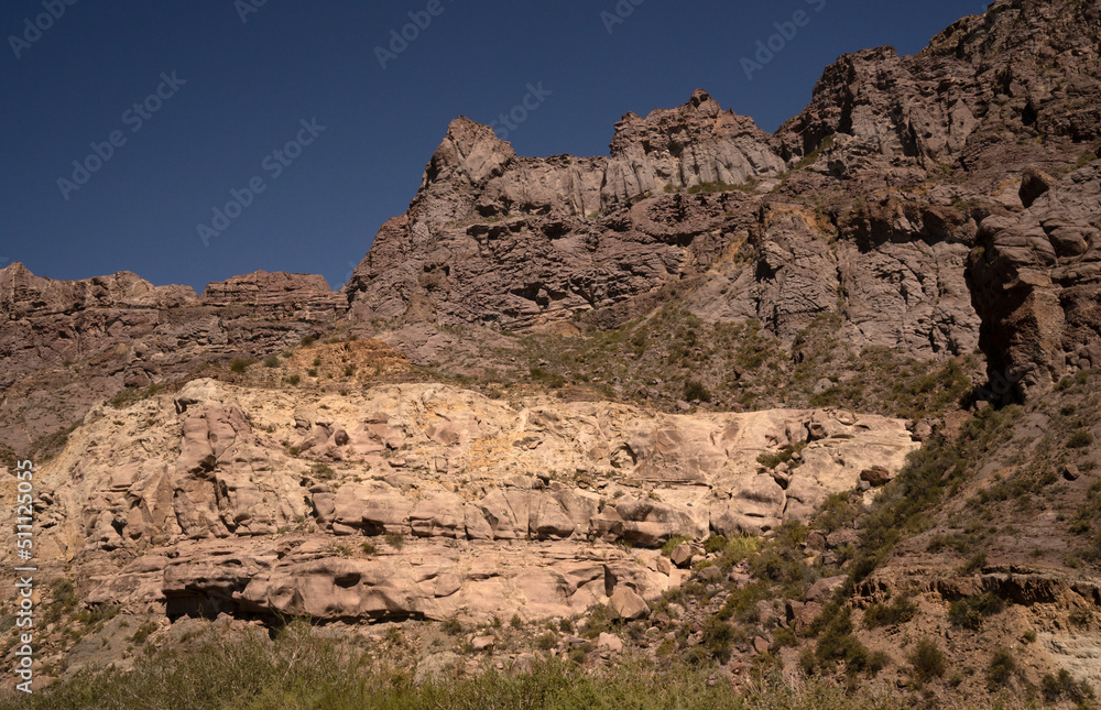 Geology. View of the rocky and sandstone mountains in the desert.