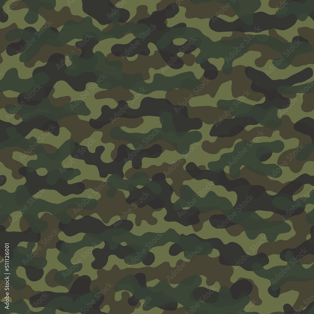 Fototapeta premium Camouflage pattern background. Classic clothing style masking camo repeat print