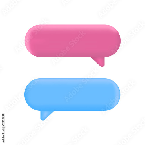 Speech bubble set. Color text box. Social media live chat shape. Message tag balloon. Dialog frame. Speak cloud icon. 3d render quote sign. Business concept. Support and comment. Vector illustration