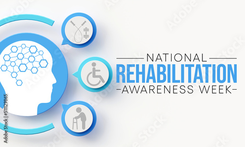 National Rehabilitation awareness week is observed every year in September, it is a branch of medicine that aims to enhance and restore functional ability and quality of life. 3D Rendering photo