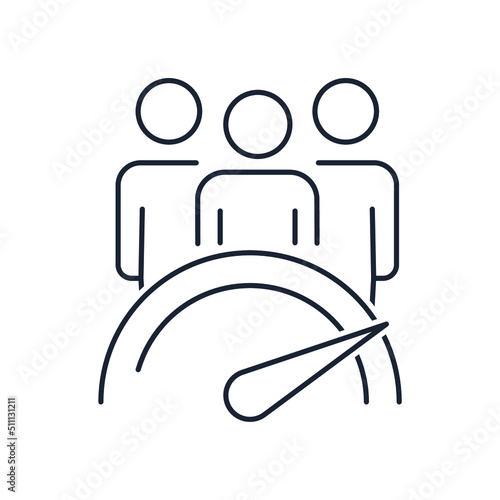 An indicator of the state of society. Increased social activity. Vector linear icon isolated on white background.