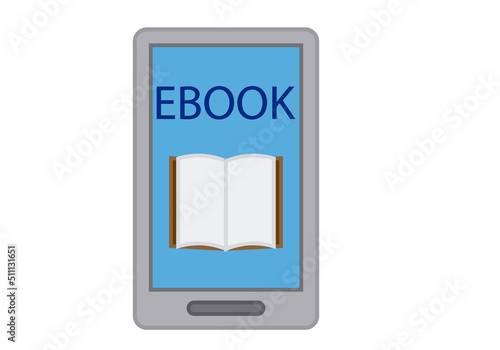 Icono de un ebook en fondo blanco.