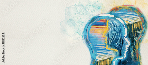 Obraz na płótnie Psychology Relationship. Watercolor concept banner