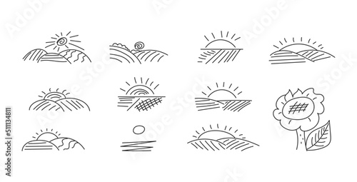 Farm fields vector illustration background 