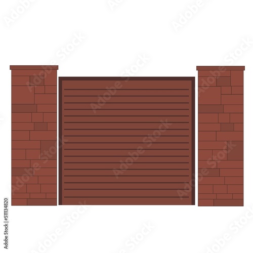 A fence made of stones. Vector stock illustration. Outdoor landscape. Security and privacy concept. Isolated on a white background.