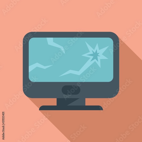 Computer trash icon flat vector. Waste rubbish