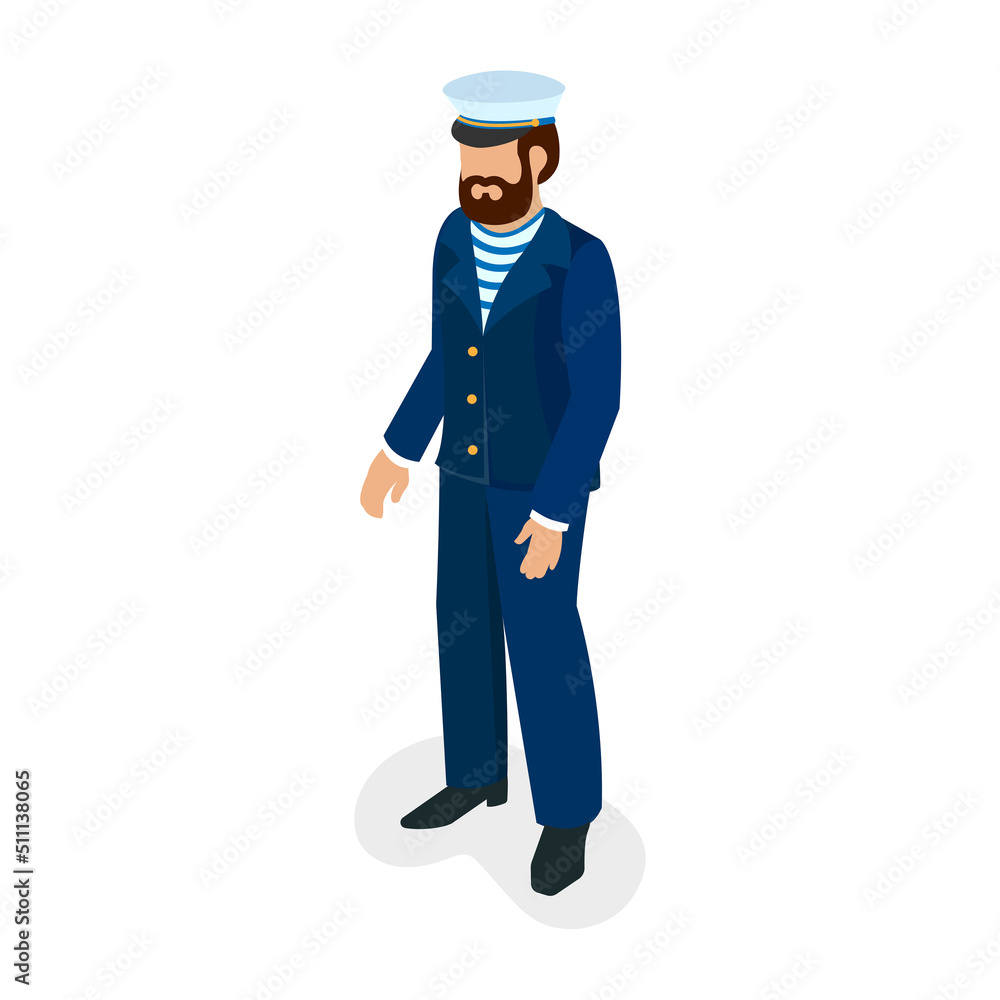 Sailor, captain, professional employment, man in a sea jacket Sailor, captain, professional employment, man in a sea jacket