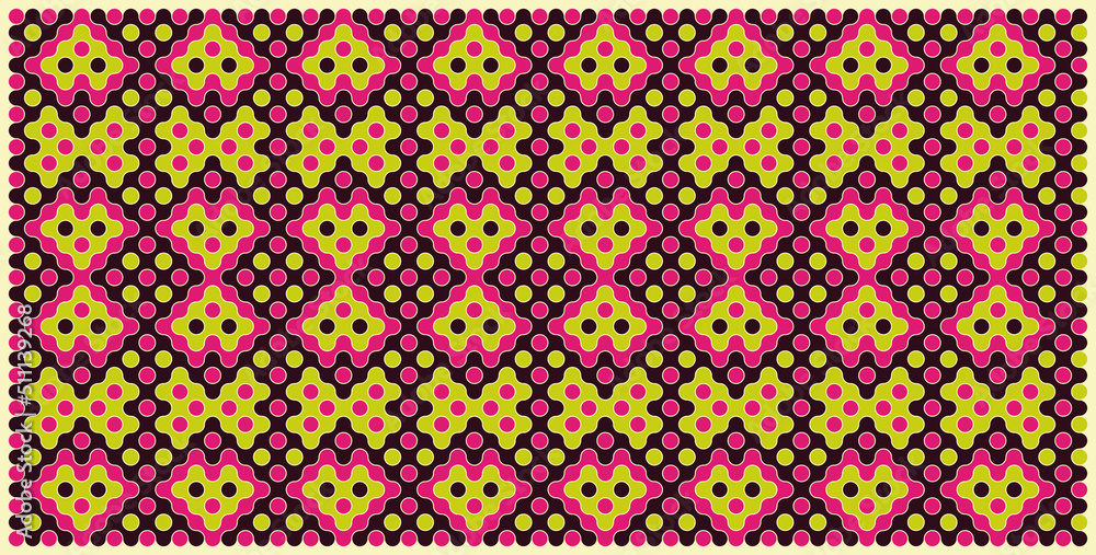 Multicolor truchet tiling connections illustration Multicolor truchet tiling connections illustration