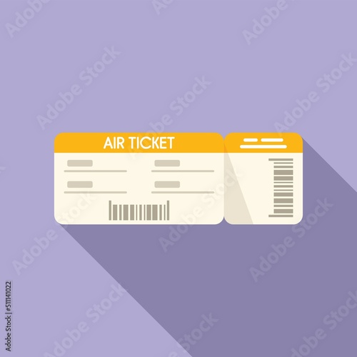 Template airline ticket icon flat vector. Fly trip