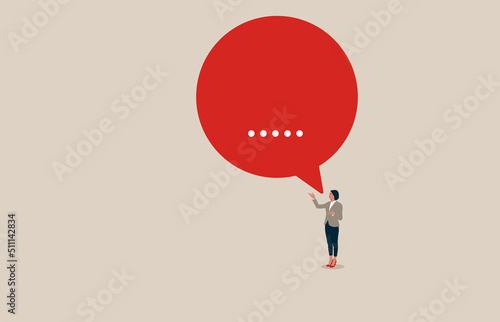 Woman leader or activist. Speak out campaign symbol, feminism and emancipation symbol. Vector illustration concept.