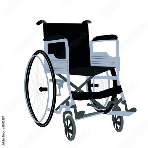 Empty wheelchair on white background
