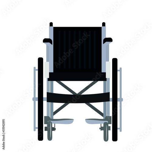 Empty wheelchair on white background