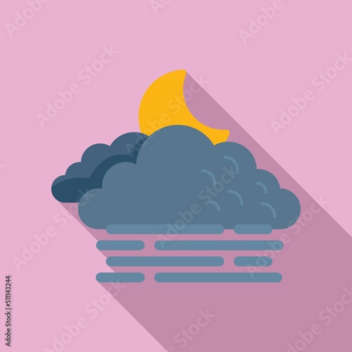 Night cloudy icon flat vector. Climate meteo