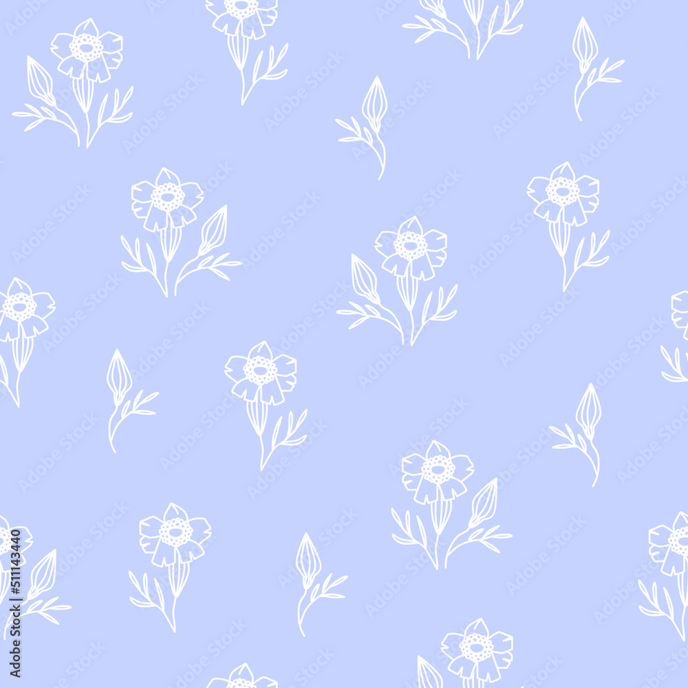 Seamless decorative elegant pattern with cute flower. Print for textile, wallpaper, covers, surface. For fashion fabric. Retro stylization.