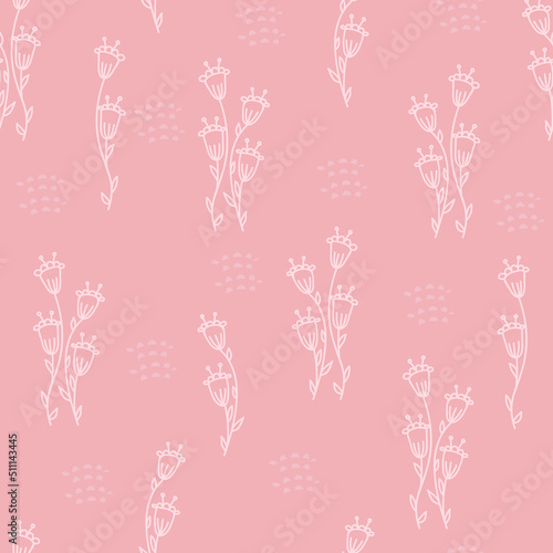 Seamless decorative elegant pattern with cute flower. Print for textile, wallpaper, covers, surface. For fashion fabric. Retro stylization.