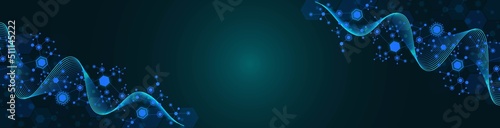 Vector neon background frame. Hexagon connection pattern. Block diagram. Digital wave. Glow stars. Plexus elements of chemical chain. Poster presentation, technology, science, medicine.