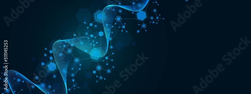 Vector neon background frame. Hexagon connection pattern. Block diagram. Digital wave. Glow stars. Plexus elements of chemical chain. Poster presentation, technology, science, medicine.