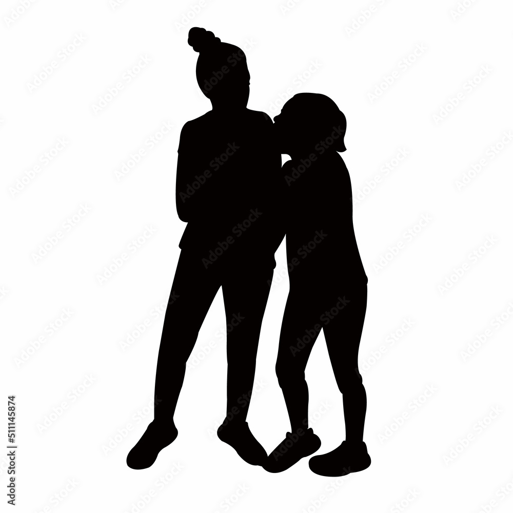 two girls body silhouette vector
