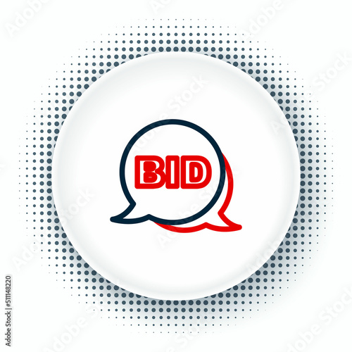 Line Bid icon isolated on white background. Auction bidding. Sale and buyers. Colorful outline concept. Vector