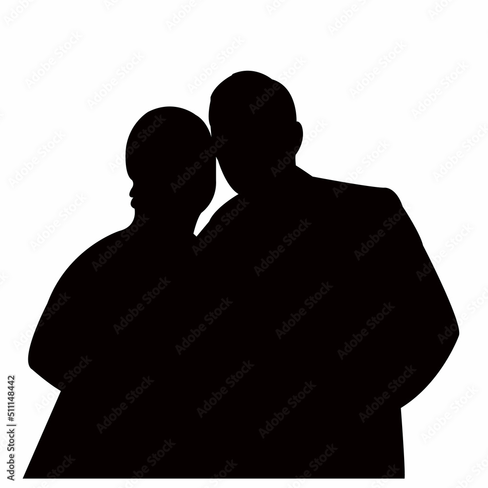 a couple, heads silhouette vector