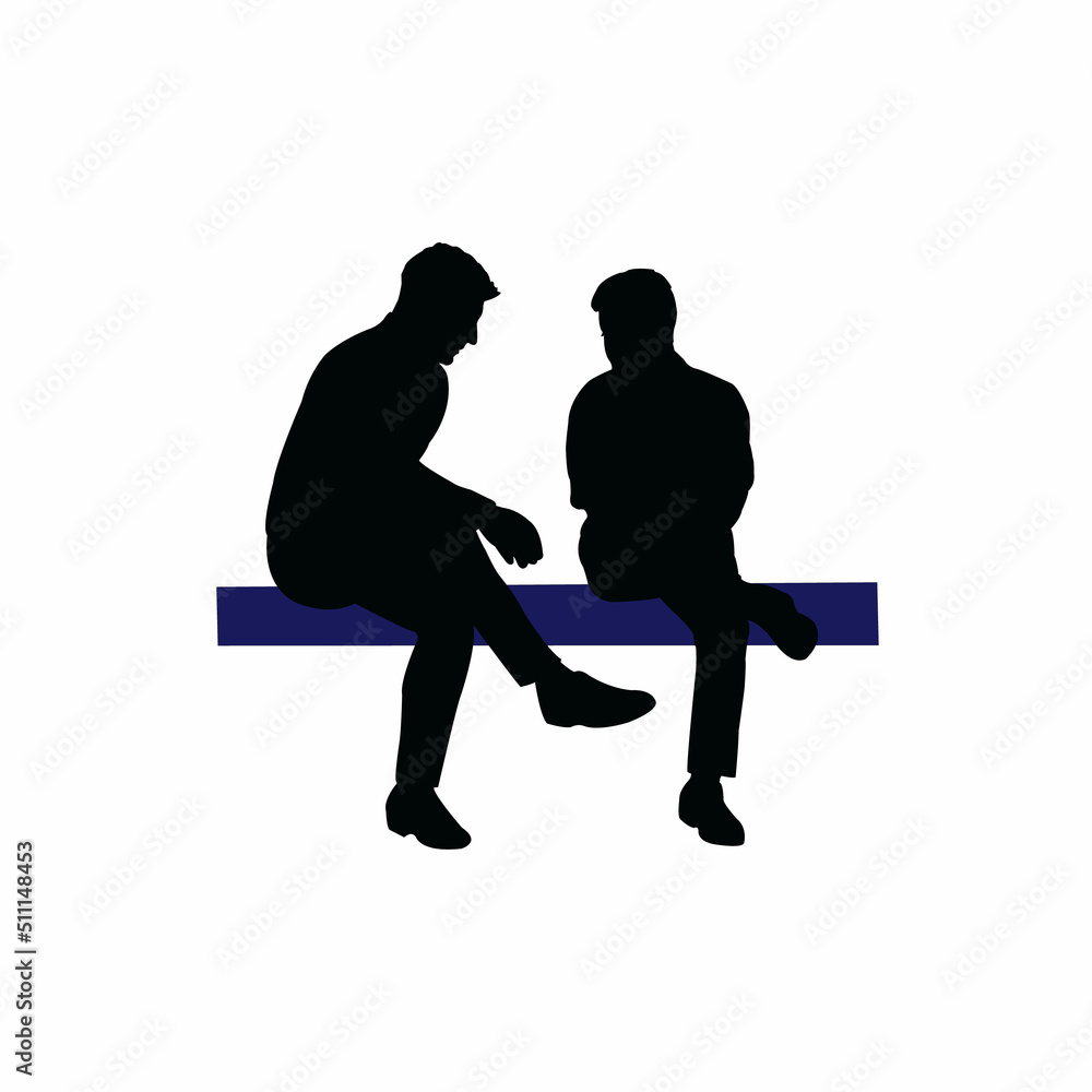 two men making chat, silhouette vector