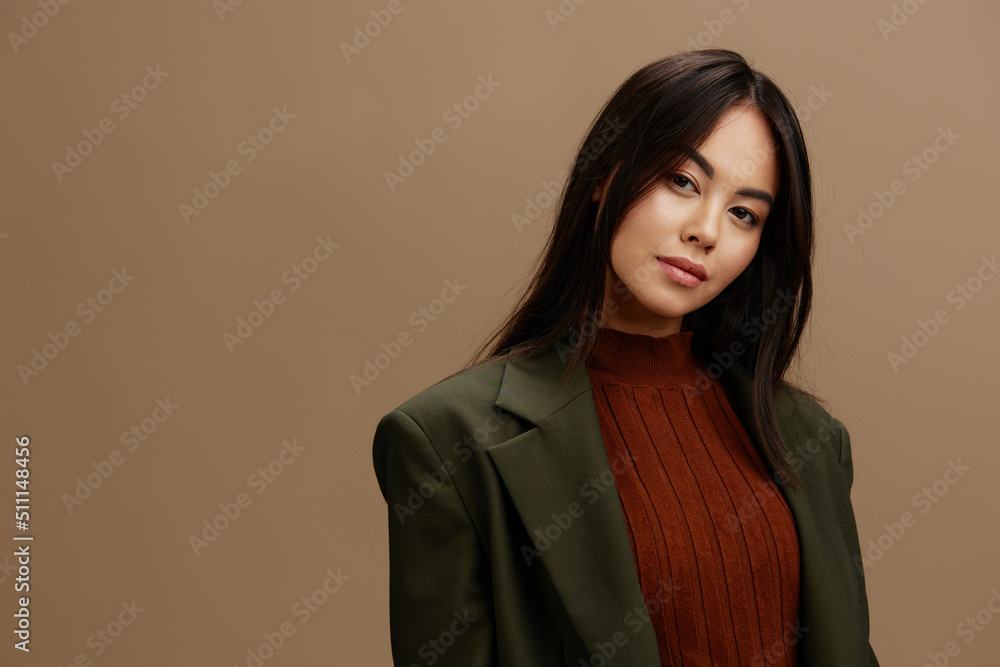 woman in a stylish suit in attractive look posing isolated background woman in a stylish suit in attractive look posing isolated background