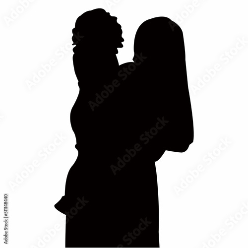 a woman and baby , silhouette vector