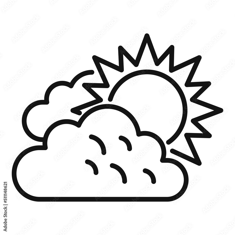 Cloudy sun icon outline vector. Rain forecast Cloudy sun icon outline vector. Rain forecast