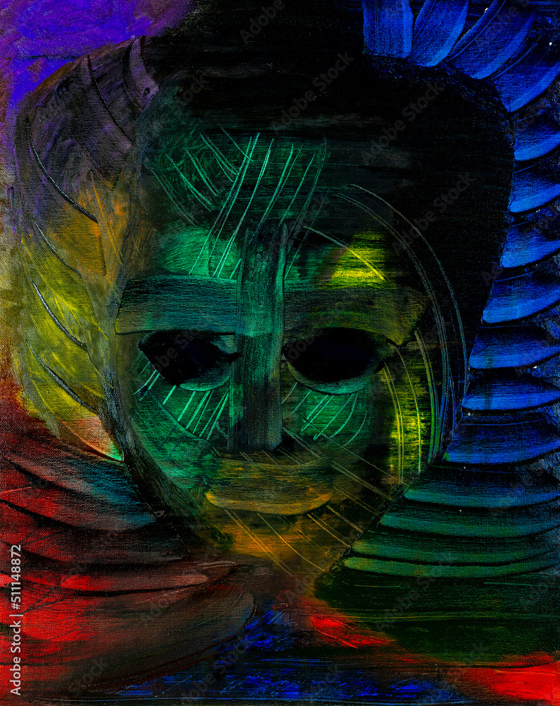 Fototapeta premium Abstract portrait of mysterious woman, original oil and knife painting