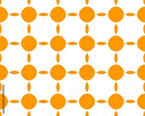 Background orange and white-colored table cloth in a cage seamless pattern