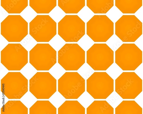 A Background orange and white-colored table cloth in a cage seamless pattern