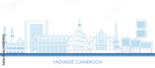Outline Skyline panorama of city of Yaoundе, Cameroon - vector illustration