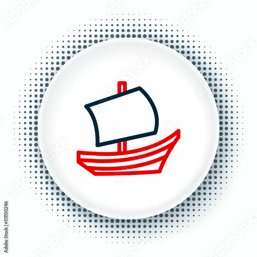 Line Egyptian ship icon isolated on white background. Egyptian papyrus boat. Colorful outline concept. Vector
