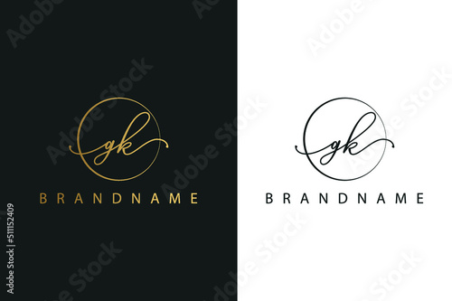G K GK hand drawn logo of initial signature, fashion, jewelry, photography, boutique, script, wedding, floral and botanical creative vector logo template for any company or business.
