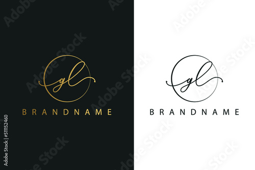 G L GL hand drawn logo of initial signature, fashion, jewelry, photography, boutique, script, wedding, floral and botanical creative vector logo template for any company or business.