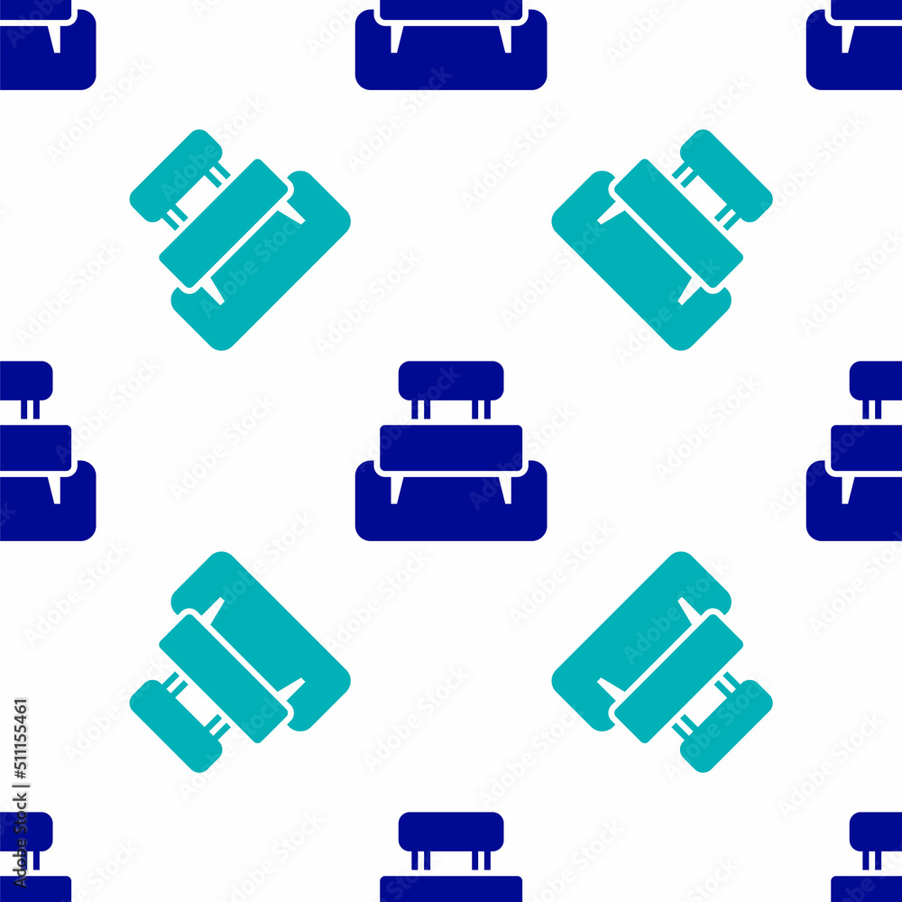 Blue Bench icon isolated seamless pattern on white background. Vector Blue Bench icon isolated seamless pattern on white background. Vector