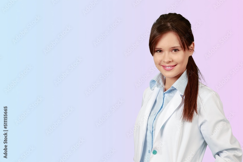 Young Female Doctor posing in hospital Young Female Doctor posing in hospital