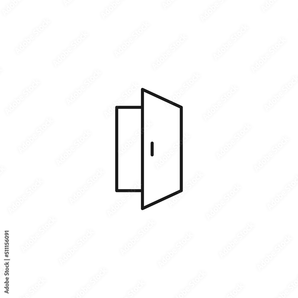 Interface of web site signs. Minimalistic outline symbol drawn with black thin line. Suitable for apps, web sites, internet pages. Vector line icon of opened door Interface of web site signs. Minimalistic outline symbol drawn with black thin line. Suitable for apps, web sites, internet pages. Vector line icon of opened door