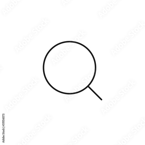 Interface of web site signs. Minimalistic outline symbol drawn with black thin line. Suitable for apps, web sites, internet pages. Vector line icon of magnifying glass