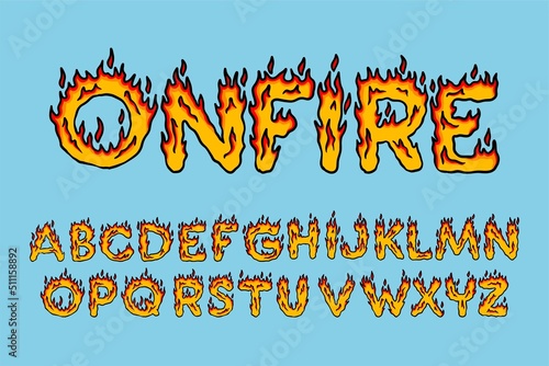Alphabet Fire text vector Letters