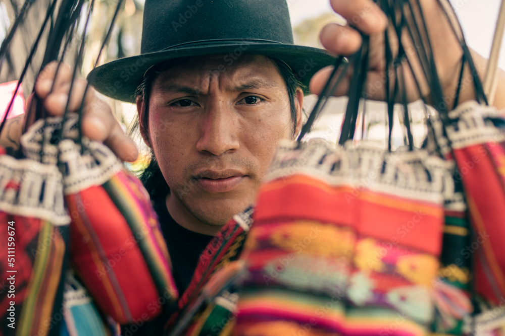 Ecuadorian indigenous family merchant of the oldest Inca culture in South America Ecuadorian indigenous family merchant of the oldest Inca culture in South America