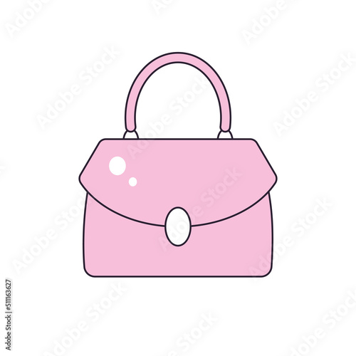 Pink fashionable women handbag or clutch purse bag isolated vector